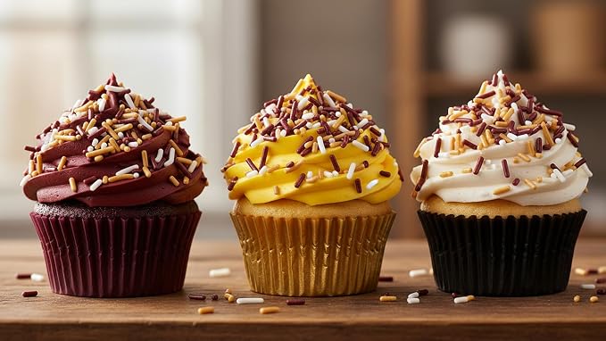 NCS Burgundy, Gold & White Jimmies Edible Sprinkles – Cupcake, Cake & Cookie Decorations, 7 oz
