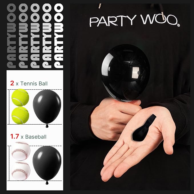 PartyWoo Black Balloons 100pcs 5 Inch Black Matte Latex Helium Balloons for Birthday Wedding Anniversary Graduation Bachelorette Engagement Bridal Shower Retirement Party Decorations Black-Y18