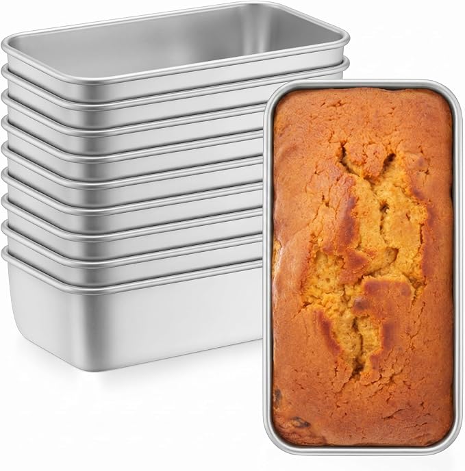 Leonyo 10 Pack 9x5IN Loaf Pans for Baking Bread, 9x5IN Stainless Steel Bread Loaf Pans for Homemade Bread, Meatloaf, Bananas, Brownies, Lasagnas, Dishwasher Oven Safe