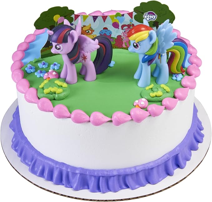 DecoPac My Little Pony Cake Topper, 3-Piece Cake Decorations with Rainbow Dash and Twilight Sparkle Ponies for Fun After the Birthday Party, 3"