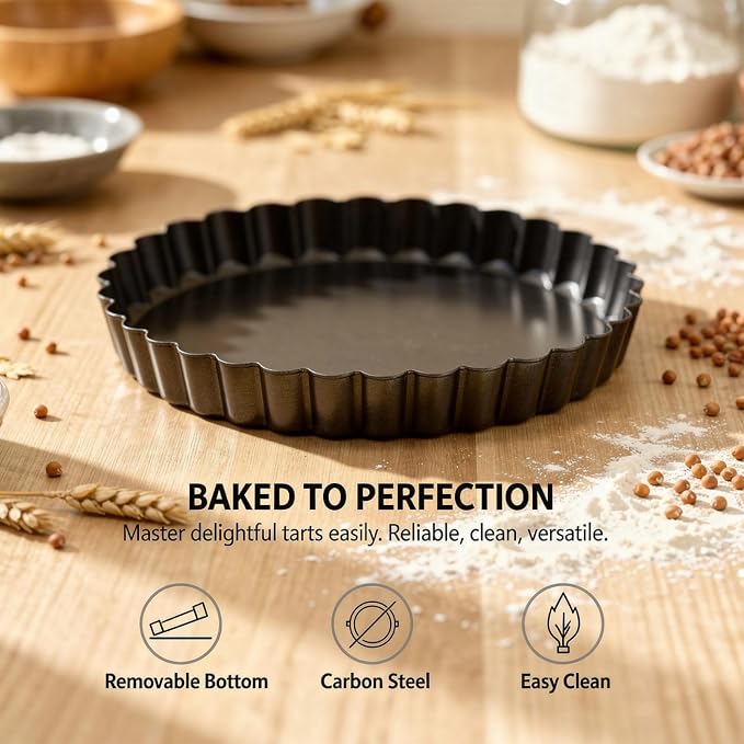 16 Pcs Mini Tart Pans Set, 3.1 inch Tart Pans with Removable Bottoms, Carbon Steel Mini Quiche Pans, Fluted Design for Baking