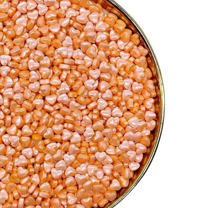 NIPEOR Orange Heart Sprinkles for Cake Cupcake Decorations,Edible Pearl Sprinkles 4.6oz/130g Edible Sprinkle Topping Sprinkles, Heart Sprinkles for Cake Decorating,Cupcake Sprinkles,Orange Sugar Candy Sprinkles (Orange Small Heart)