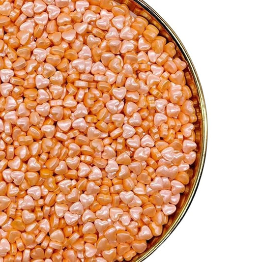 NIPEOR Orange Heart Sprinkles for Cake Cupcake Decorations,Edible Pearl Sprinkles 4.6oz/130g Edible Sprinkle Topping Sprinkles, Heart Sprinkles for Cake Decorating,Cupcake Sprinkles,Orange Sugar Candy Sprinkles (Orange Small Heart)