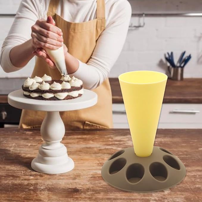 2 Pack Piping Bag Holder – Piping Bag Holder Stand for Filling, Icing Bag Holder, Pastry Bag Holder Stand with 8 Nozzle Slots, Includes 100 Pcs 13 in Piping Bags, 6 Icing Nozzles & 5 Couplers