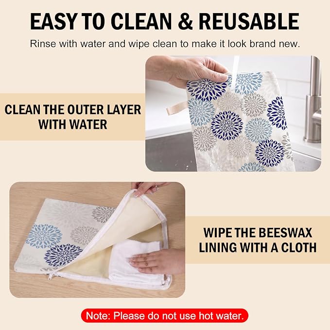 Beeswax Bread Storage Bags for Homemade Sourdough, 2 Pack 13" × 17" Linen Bread Bags with Natural Beeswax Lining, Wide L-Shaped Opening for Large Artisan Loaves, Reusable Bread Keeper（color-C）