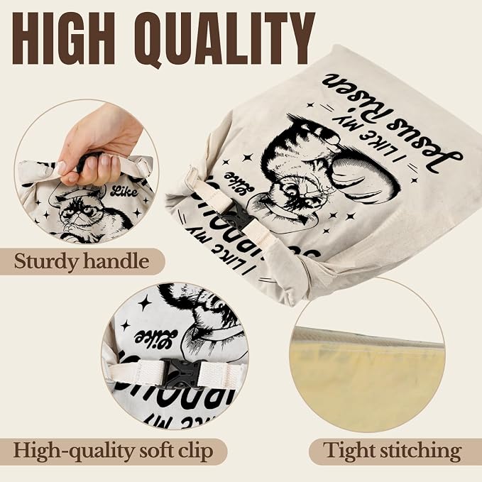InnoBeta Beeswax Bread Bags for Sourdough & Homemade Bread, 2 Pack Reusable Cotton, 17"x13", “Jesus Risen” Theme