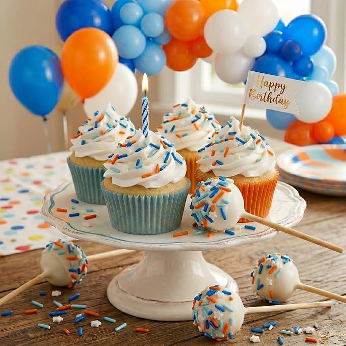 Manvscakes, Blue and Orange dessert Sprinkles, Cake decorations, Chocolate, Fondant baking, Edible sprinkle, Cupcake toppings
