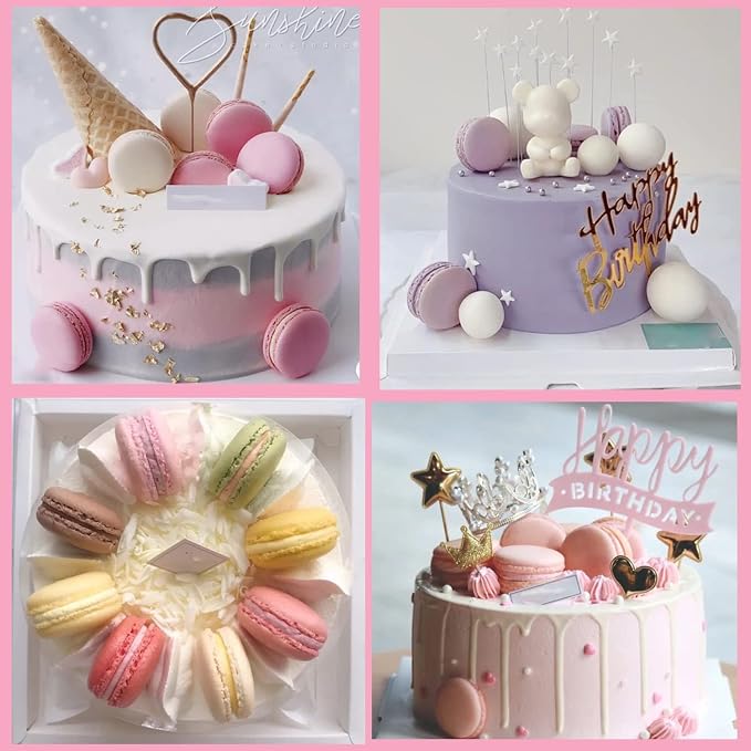 ZiXiang Macaroon Hamburger Silicone Molds Ice Cream Ball Fondant Mold Milk Chocolate Mold for Cake Decoration Cupcake Topper Candy Resin Clay Candle Soap Bath Bomb Set Of 4