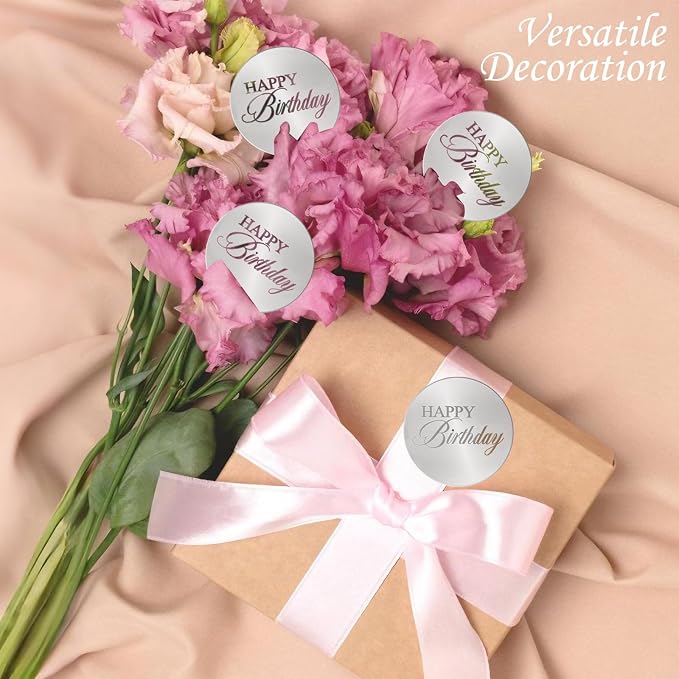 20pcs Silver Birthday Cupcake Toppers Acrylic Cake Picks for Party Decor | Mirror Design Birthday Party Supplies Round Picks DIY Gifts Flower Bouquet Pastries Desserts Decor