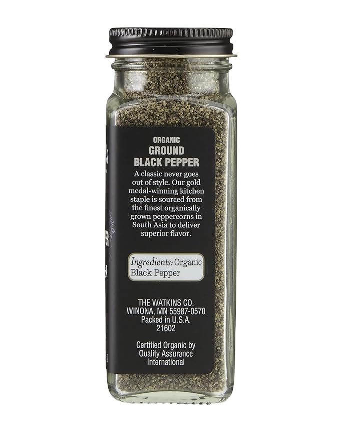 Watkins Gourmet Organic Spice Jar, Ground Black Pepper, 2.8 Ounce (Pack of 3)
