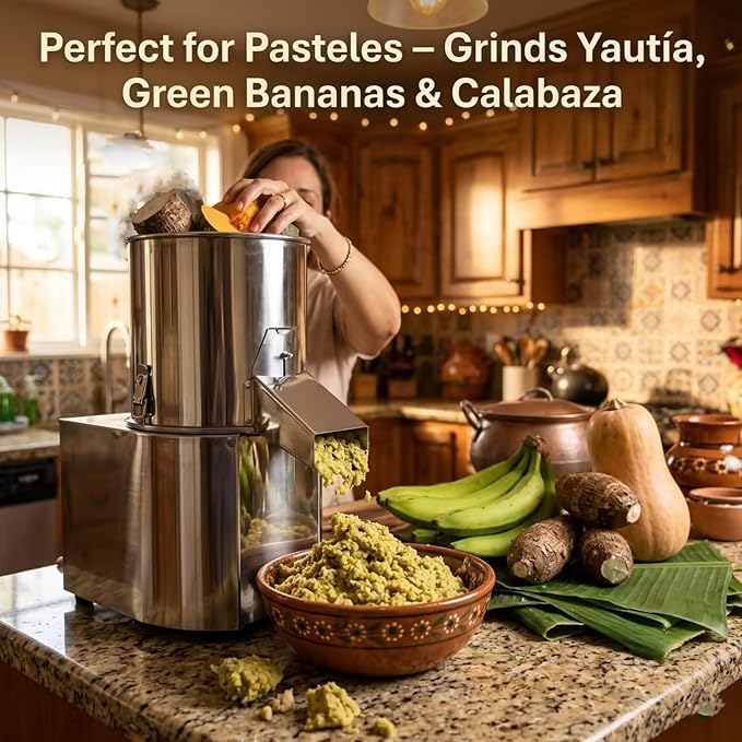 Electric Food Processor – Pasteles Machine & Vegetable Chopper, 550W 120kg/h Commercial Meat Grinder, Stainless Steel Heavy Duty for Restaurant Home Canteen, 110V