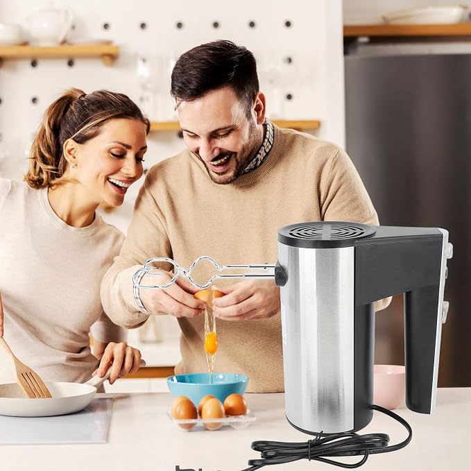 Haofy 500W Hand Mixer with Turbine Boost, 5 Speed Electric Food Beater for Whipping Mixing Baking Cake Dough, Stainless Steel Kitchen, US Plug 110V