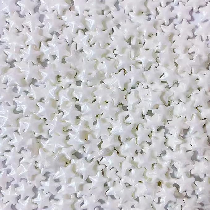 Sentovac 10mm White Star Sprinkles Edible Sugar for Cake Decorating White Star Sprinkles Cake Topper Cupcake Cookie Baking Decorations Halloween Christmas Wedding Supplies