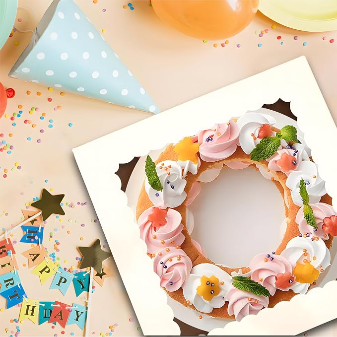 3pcs Cake Boxes, 10x10x8 Inch Cake Box With Viewing Window and Cake Board and Stickers, Tall Cake Box, Suitable for Birthday, Party, Wedding, Banquet
