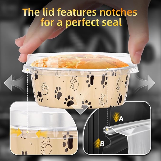 Beasea 8 oz Ramekins with Lids, 120 Pack 8oz Disposable Aluminum Foil Creme Brulee Baking Cups, Round Muffin Mini Pudding Cups Tins Individual Cupcake Containers for Party Birthday - Cat Claws
