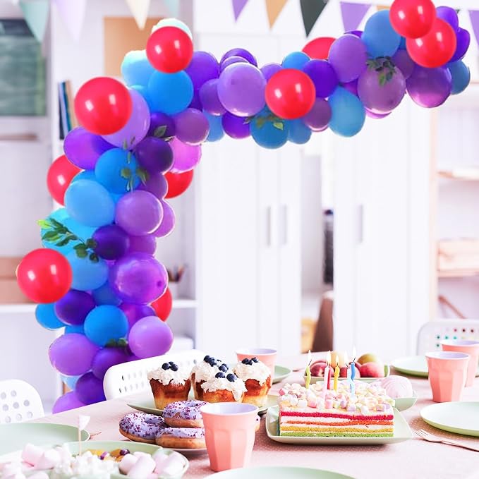 Blue and Purple Balloon Garland Kit, 103 PCS Arch Kit With Dark Light Blue Light Purple Balloons, Lilac and Colorful for Kids Girls Birthday Carvinal Theme Party