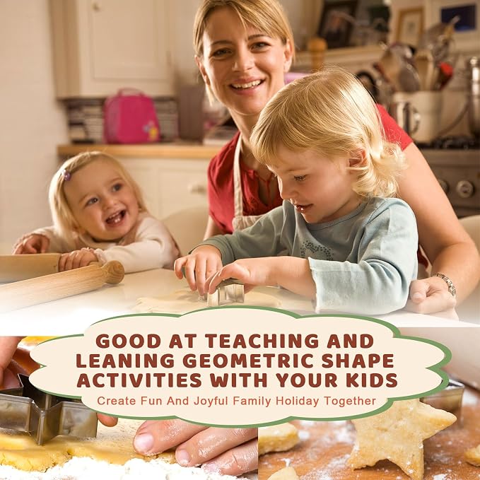 ofone Small Cookie Cutters Geometric Shapes Set, 24 Mini Fondant Cutter - Star Heart Flower Square Triangle Oval Circle Hexagon, Tiny Stainless Steel Biscuit Molds for Baking Dough Pastry Clay Fruit