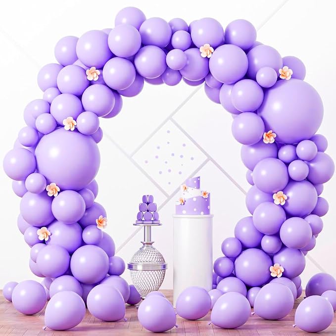 Voircoloria 90pack Pastel Purple Balloons Different Size 18/12/10/5 Inch Pastel Purple Balloon Garland Arch Kit for Graduation, Wedding, Birthday, Baby Shower, Anniversary, New Year Party Decorations