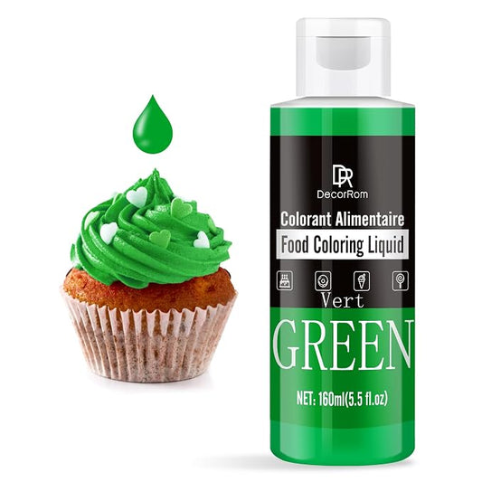 Green Food Coloring Liquid - Vibrant Liquid Icing Food Coloring Set for Baking, Cake Decorating, Easter Egg, Airbrush - Tasteless Food Dye for Fondant, Slime, DIY Crafts - 5.5 Fl.oz / 160ml Each