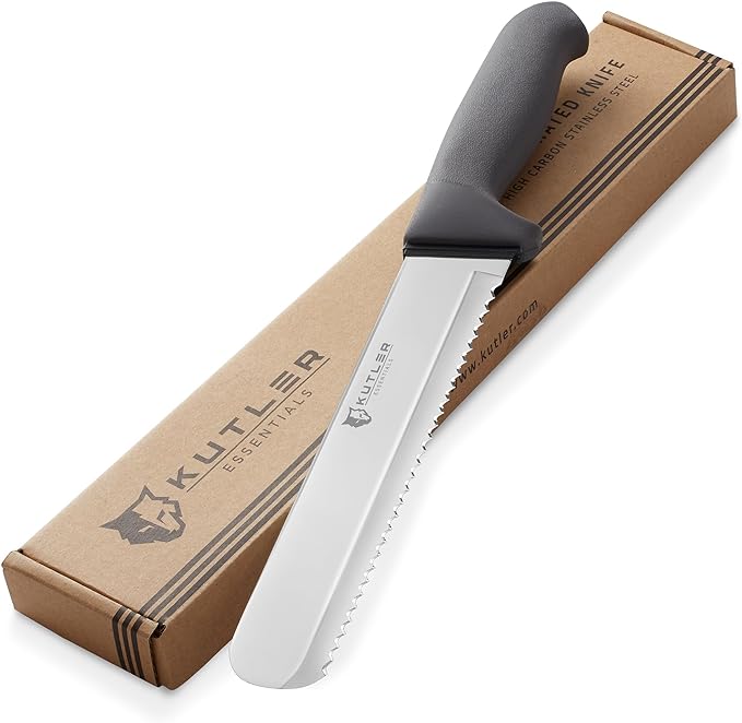 KUTLER Professional 8-Inch Bread Knife and Cake Slicer with Serrated Edge - Ultra-Sharp Stainless Steel Cutlery