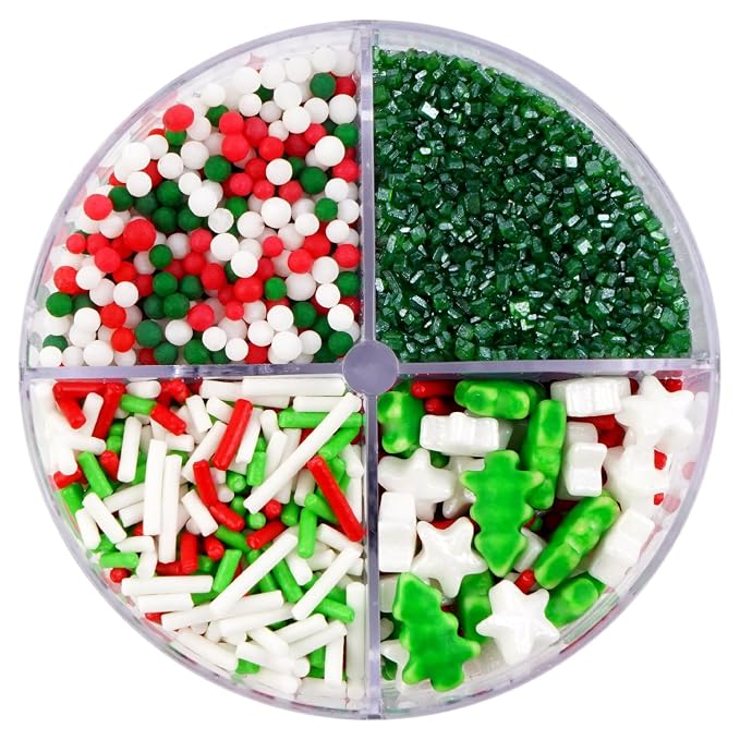Suggozo Christmas Sprinkles, Edible Sprinkles for Cake Decorating, Christmas Cookies, Cupcakes, Cakes & Holiday Desserts, 110g/3.88oz