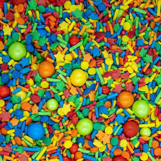Primary Color Sprinkles ABC Alphabet Sprinkles for Cake Decorating, Baking Cookies, Cupcakes - Bright Colorful Rainbow Cake Sprinkle Decorations and Toppings in Jimmies, Nonpareils, Pearls, with Confetti and Star Quin Sprinkle