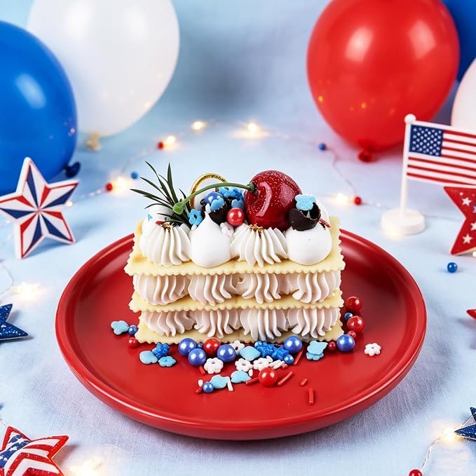 Red White and Blue Sprinkles, Patriotic Sprinkles Mix, 4th of July Sprinkles, Edible Jimmies, Stars, Flowers and Pearls Mixed, Perfect for Cake, Cupcake, Ice Cream, Cookies, Donuts Toppings