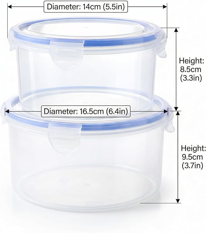 2Pack Dough Proofing Box,Stackable Sourdough Pizza Proofing Container with Airtight Lid,Large Capacity Bread Proofing,Round Dough Proofing Bucket for Family Size Dough Box(Clear)