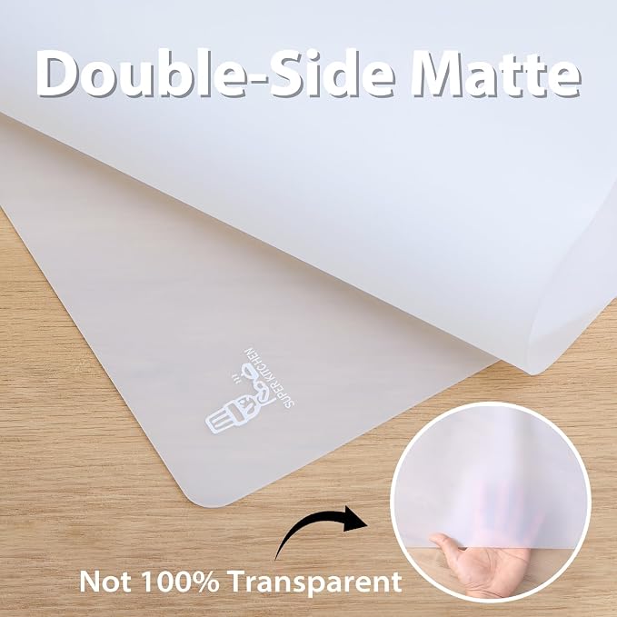 Thick Silicone Counter Mat Large 23.4"by15.6", Heat Resistant Mat for Kitchen Table/Countertop Protector/Non Stick Pastry Baking Placemats, Silicone Pad for Crafts Kids Super Kitchen White Translucent