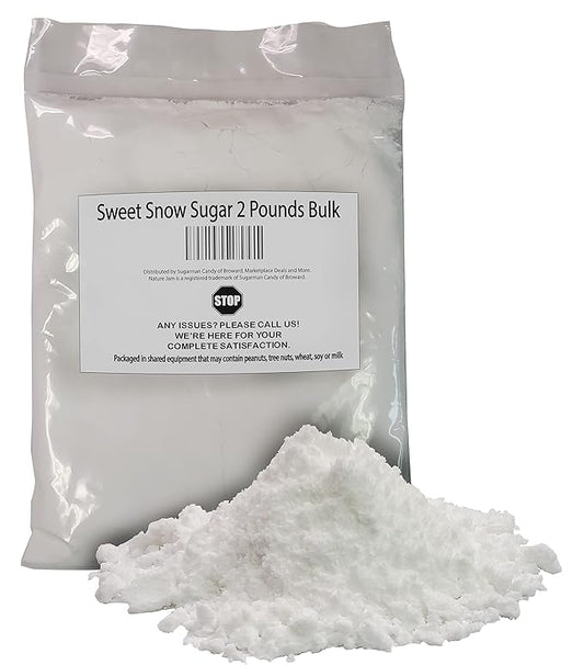 Naturejam NO MELT Sweet Snow Sugar 2 Pounds Bulk Bag for Doughnuts and Pastries-White Sugar For Powdered Donuts Origin: Germany