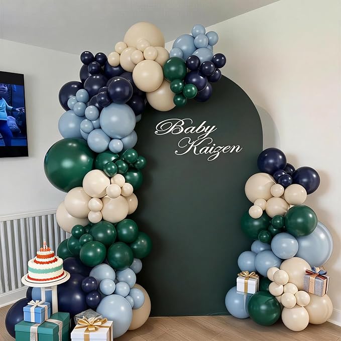 Blue and Green Balloons Arch Garland Kit, Tartan Plaids Decorations Baby Shower Bear Balloons for Bear Baby Shower Birthday Party Decorations