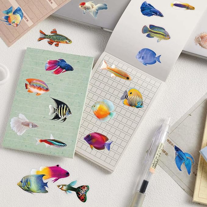 50Pcs Transparent Fish Stickers