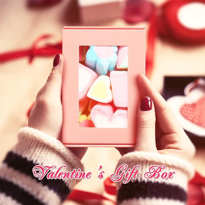 Zonon 30 Pcs Soap Boxes for Homemade Packaging, Mini Kraft Boxes with Window for Bakery Candy Soap Making Gift Packaging, 3.7x2.6x1.4 Inch (Pink)