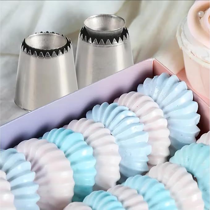 Large Piping Tips Set 4PCS Stainless Steel Russian Icing Nozzles for Cake Decorating, Cupcakes, Cookies, Frosting and Baking