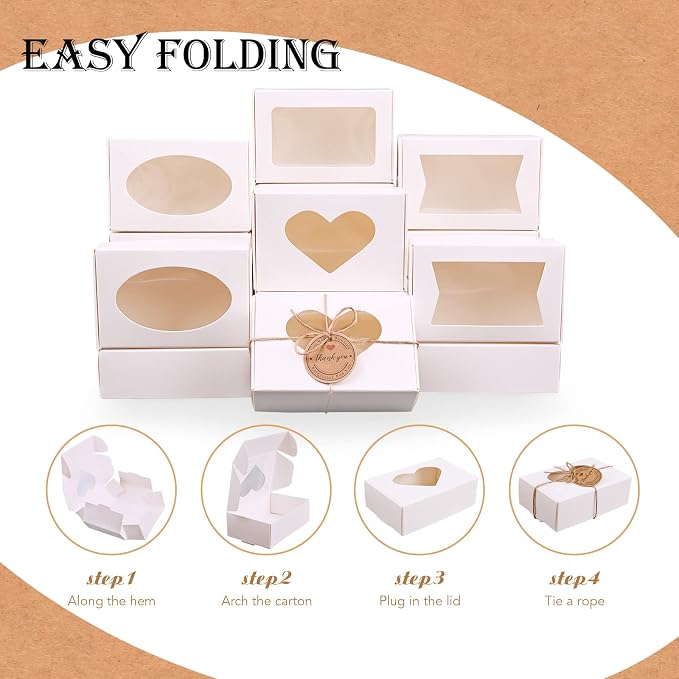 32 PCS White Soap Boxes for Homemade Soap, 3.54 X 2.36 X 1.18 Inch Soap Packaging Gift boxes with Window, Small Rectangular Soap Wrapping Boxes (White)