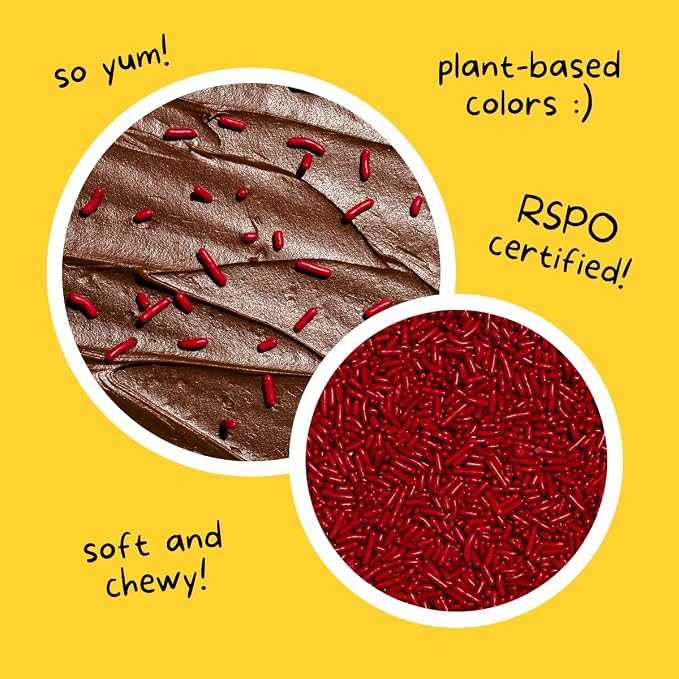 Supernatural Richest Red Softies Sprinkles, Dye-Free, Made in USA, Soy Free, Gluten Free, Vegan, 16oz