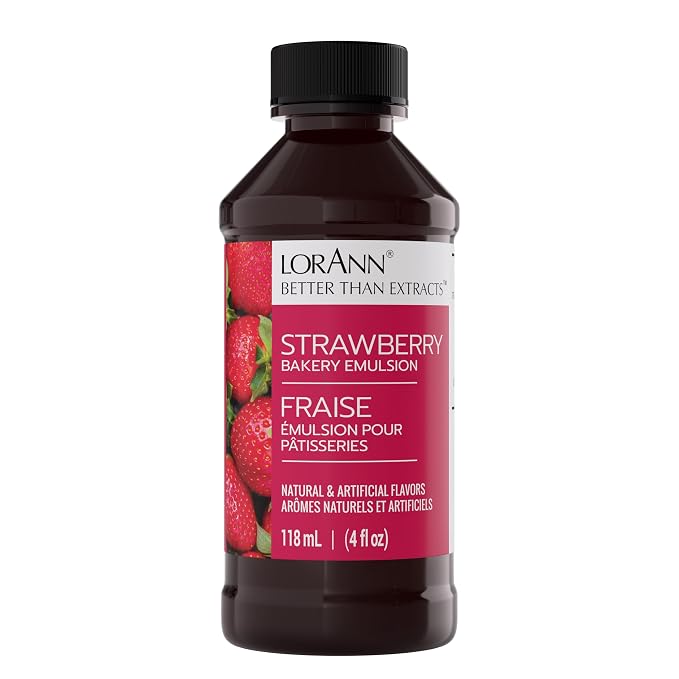 LorAnn Oils Strawberry Bakery Emulsion: True Essence, Ideal for Boosting Fruit Tones in Cakes, Cookies & Desserts, Gluten-Free, Keto-Friendly, Extract Substitute Essential for Your Kitchen, 4 Oz