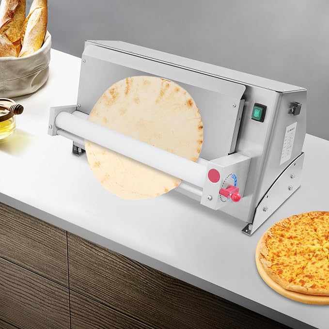 Electric Pizza Dough Roller Sheeter Machine, Automatic Commercial Pizza Press Making Machine 450W 110V Stainless Steel Pasta Maker Machine For Bakeries Pizzerias, Restaurants Kitchens (3-18in)