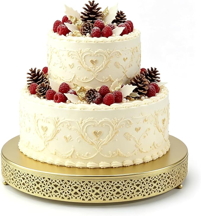 Cake Stand, Metal Round Cupcake Dessert Stand Cake Display Holder Cookies Fruit Serving Tray Decor for Wedding Party Birthday Baby Showers Anniversary (16in, Gold)