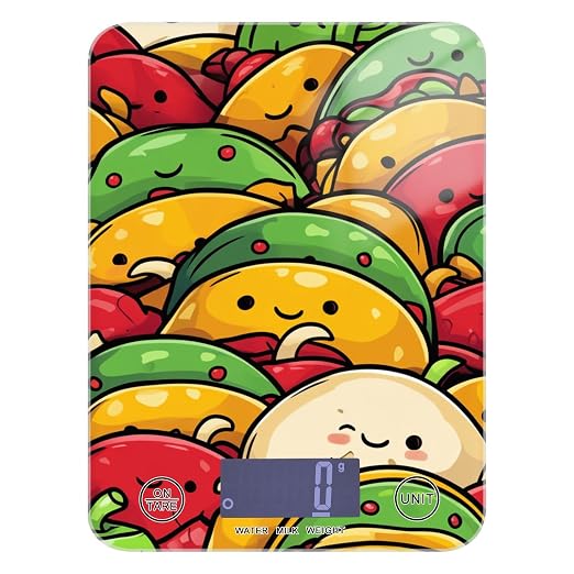 Food Scale Kitchen Scale for Baking Cooking Digital Food Weighing Measuring Scale Small Waterproof Electric Food Scale Cute Cartoon Mexican Tacos