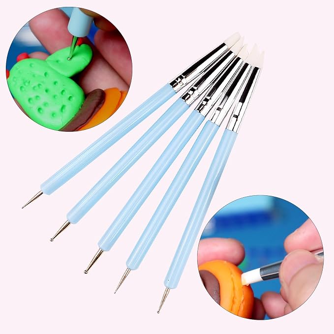 DIYOOHOMY 9 Pcs Polymer Clay Tools, Ball Stylus Silicone Sculpting Tools for Pottery Rock Dot Painting Nail Art Blending Clay Carving Ceramic Drawing DIY Craft Modeling