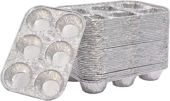 Waytiffer Muffin Pan 6-Cup Cupcake Aluminum Pans Favorite Muffin Tin Size for Baking Cupcakes - Standard Size (6-cup-20Pack)