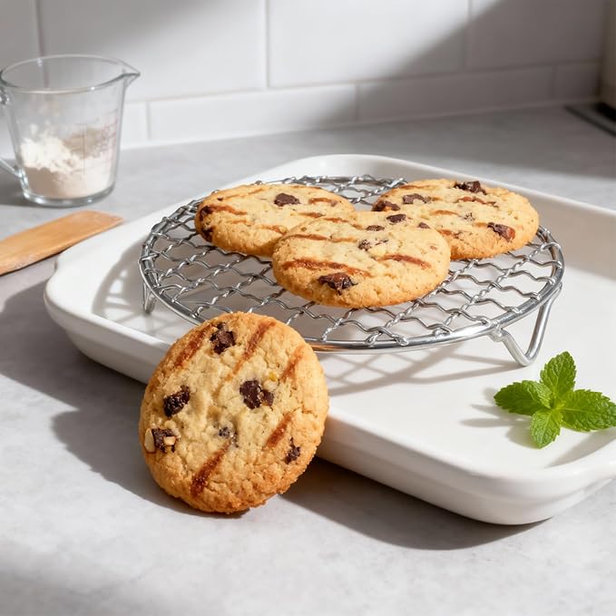 Cooling Rack 6.5 Inch Round Stainless Steel - Multi-Use Wire Rack for Cooking, Baking, Cookie Cooling, Steaming & BBQ - Sturdy 20mm Legs for Even Airflow, Durable Versatile Kitchen Tool for Home Baker