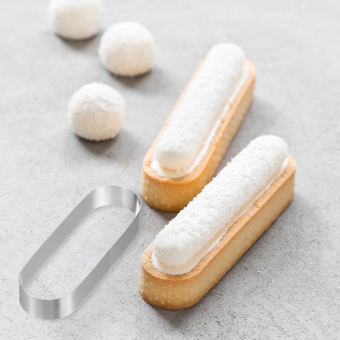 uxcell 3pcs Oval Cake Rings 5.7 x 2.4 Inch Stainless Steel Cake Pastry Molds Nonstick Baking Ring for Cake Dessert Molding, Mousse Pastries Making, Silver Tone