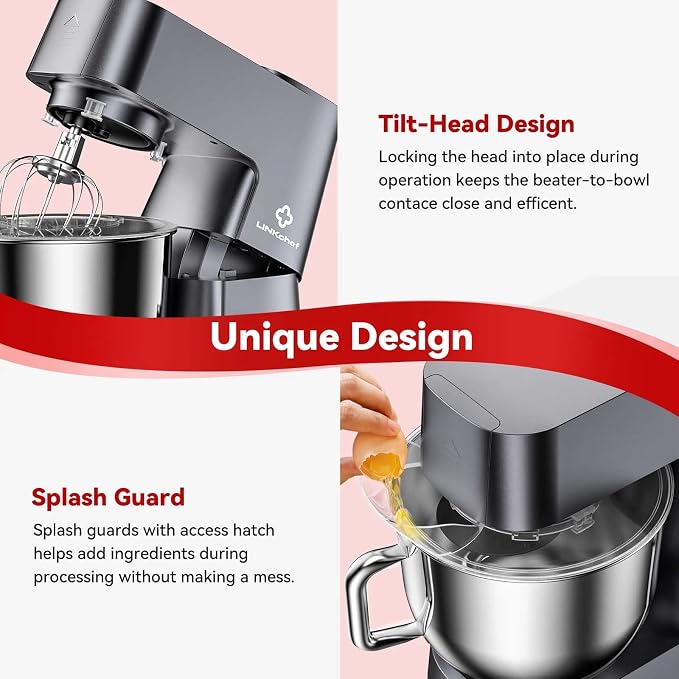 7.4 QT Kitchen in The Box Stand Mixer for Baking, Electric Spiral Mixer with Dough Hook, Cake Mixer with Bowl Stand & Beater, 800w/12-Speed Tilt-Head Food Mixer