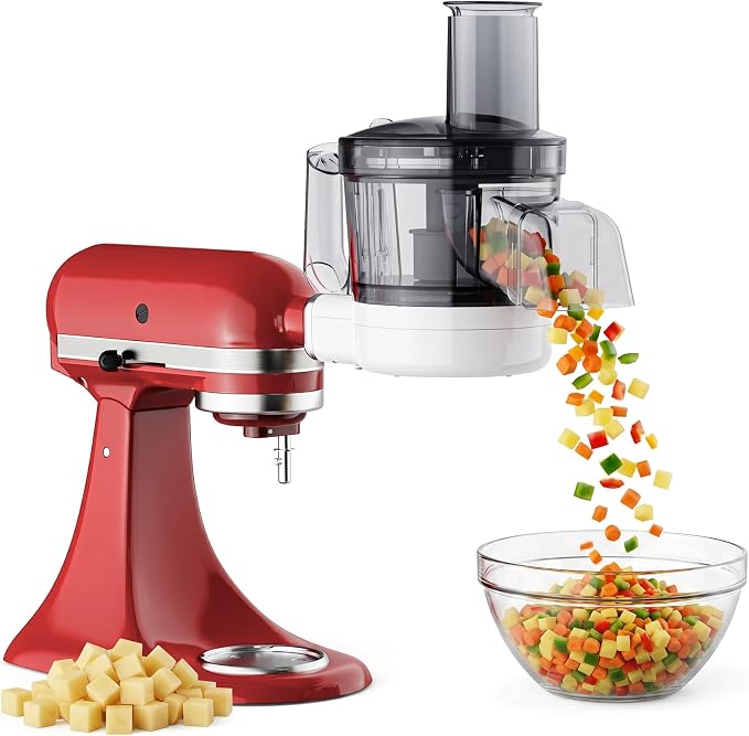 Food Processor Attachment for KitchenAid, 5-in-1 Food Chopper & Dicer with Dicing, Sauce Discs, Slicing, Shredding, Strip Cutting and Storage Box by CoolCook