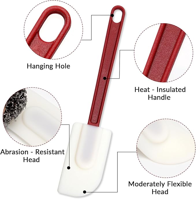 4 PCS Heat Resistant Silicone Spatulas, 10-Inch Commercial Grade Silicone Scraper Spatula, Flexible Rubber Spatula Set for Kitchen Cook Baking Mixing Utensil Dishwasher