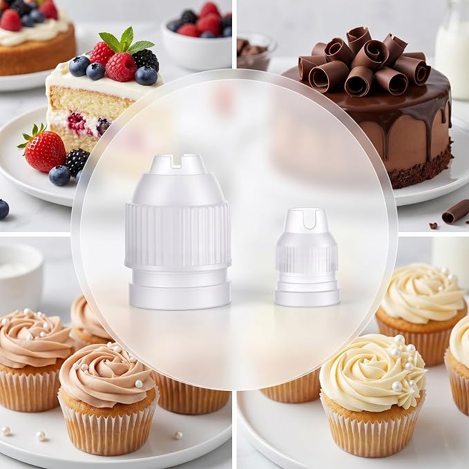 6 Pieces Couplers for Piping Bags, Two Different Sizes | Plastic Standard Cake Decorating Coupler Clear Small Pipe Tip Coupler for Icing Nozzles