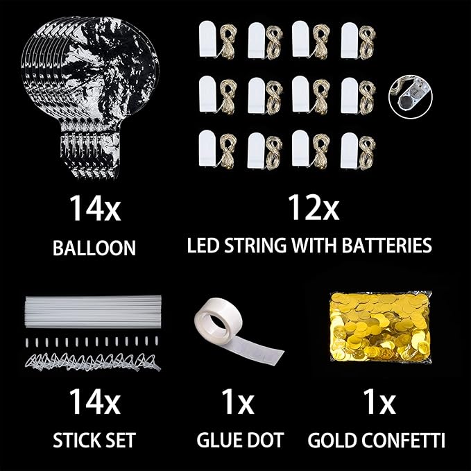 12 Pack Big Light Up BOBO Led Balloons with Sticks - Clear Balloons with Lights, Glow in the Dark, Flicker in the Daylight - Perfect Glow Party Supplies for Birthday, Wedding, Graduation, Multicolor