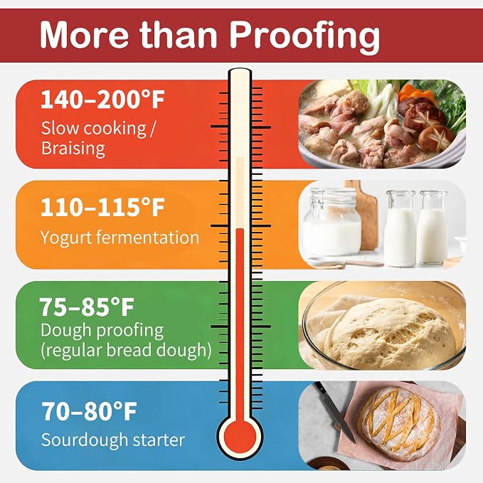 Premium Bread Proofer & Slow Cooker – for Bread, Yogurt & Fermentation | 25L, 32–248℉ Digital Temp Control, 10H Timer, Removable Shelf – Luxe Gift for Home Bakers